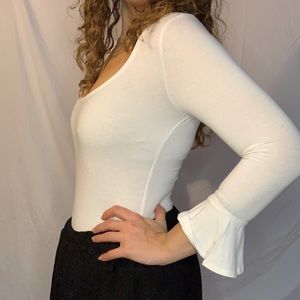White Bell Sleeve Bodysuit NWOT
